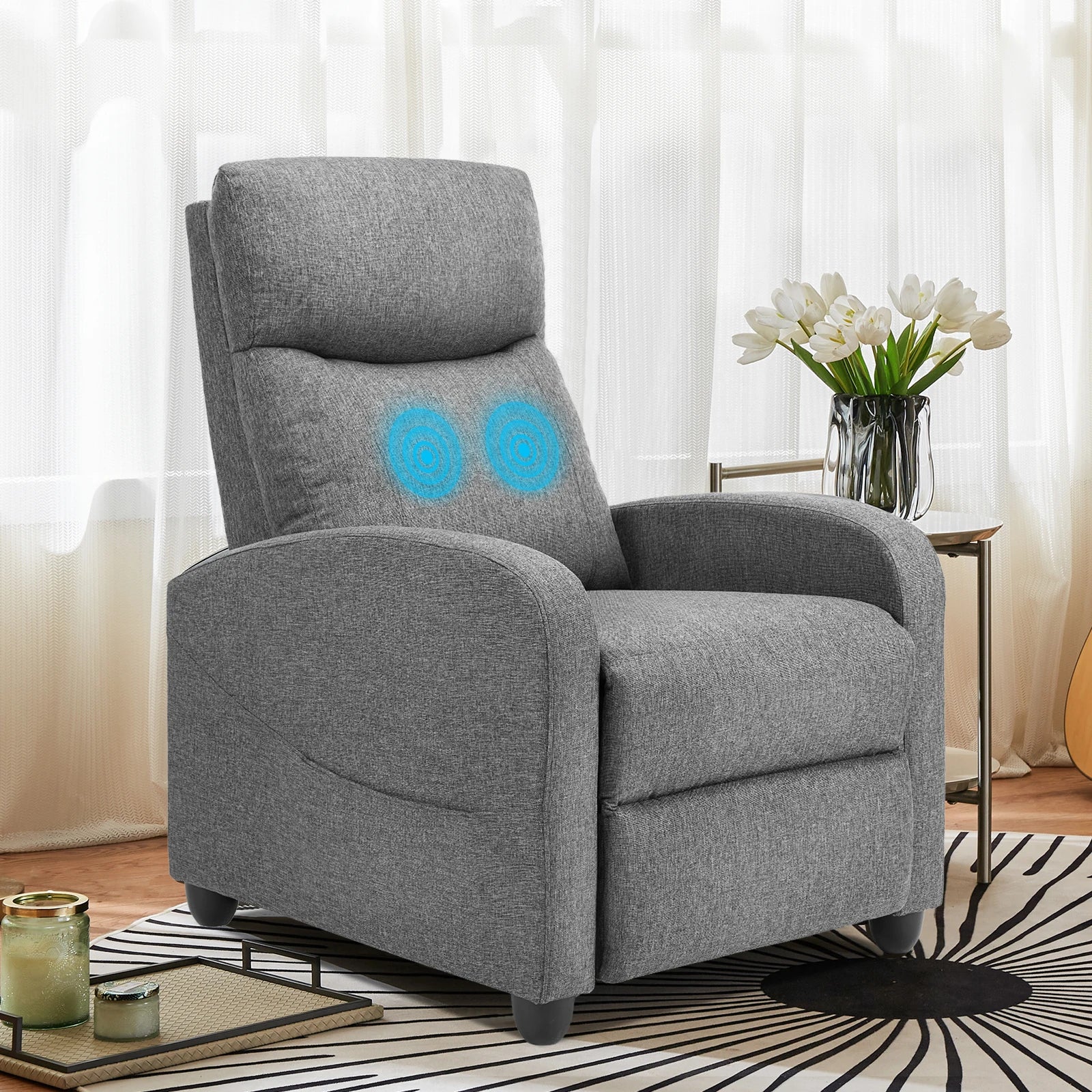 JHK Recliner Massage Sofa – Adjustable Fabric Living Room Chair