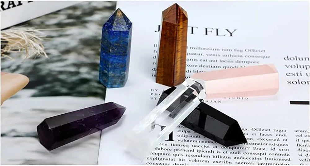 Natural Crystal Point Wands – Rose Quartz & Amethyst Mineral Decor