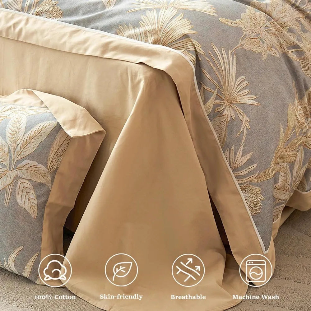 Queen Cotton Duvet Cover Set – 3-Piece Soft & Breathable Bedding