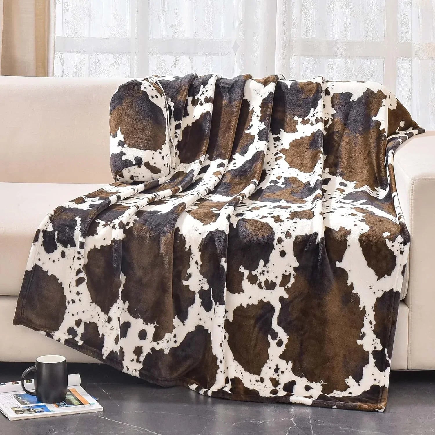 VIKAMA Leopard Print Flannel Blanket – Plush Wool Throw