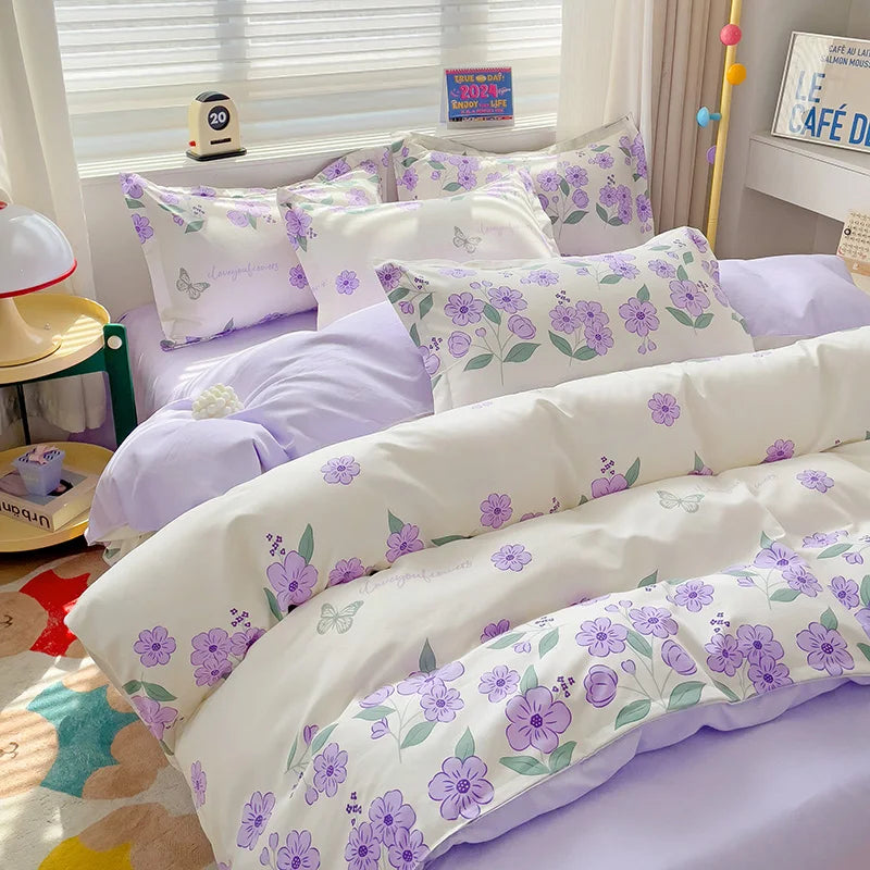 4-Piece Cotton Bedding Set – Fresh Girly Style Comforter Set