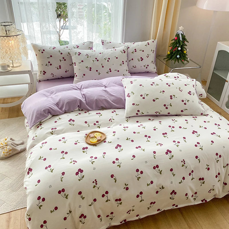 3-Piece Plant Print Duvet Set – Duvet Cover with Pillowcases