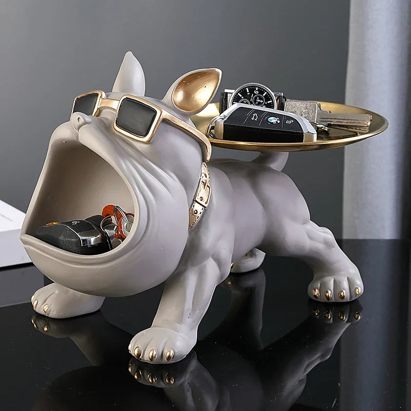 30cm Bulldog Figurine – Resin Dog Statue & Storage Box Ornament