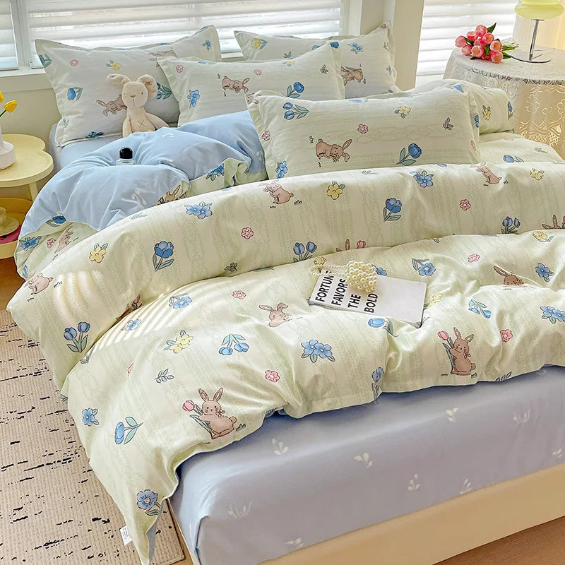 4-Piece Cotton Bedding Set – Fresh Girly Style Comforter Set