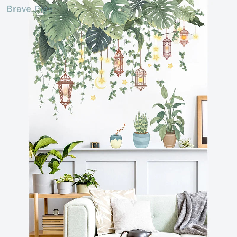Green Tropical Leaves Wall Stickers