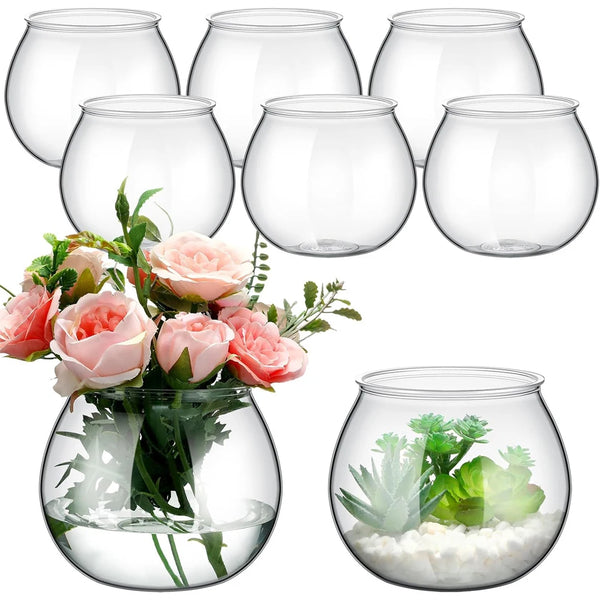 Clear Plastic Fish Bowl – Heavy-Duty Round Centerpiece Vase