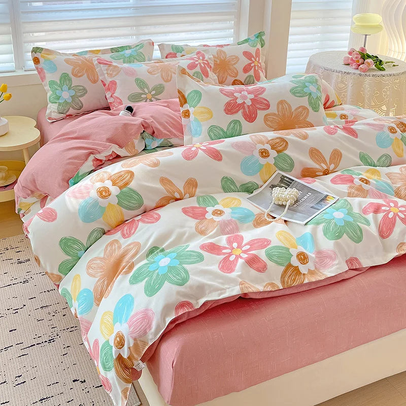 4-Piece Cotton Bedding Set – Fresh Girly Style Comforter Set