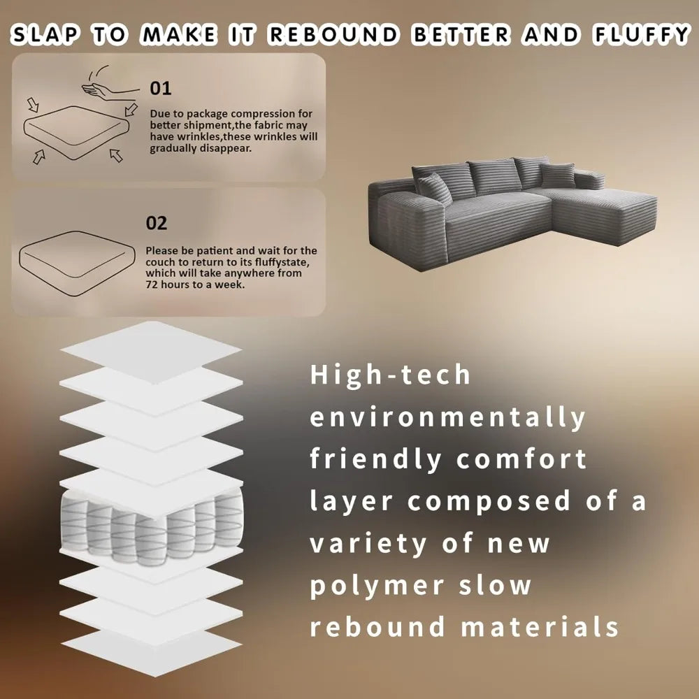 Cloud Sectional L-Shaped Sofa – Modern Modular Deep-Seat Couch
