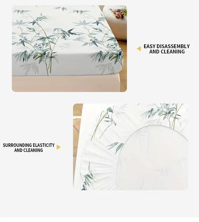 3-Piece Bamboo Leaf Fitted Sheet Set – Soft & Hypoallergenic Bedding