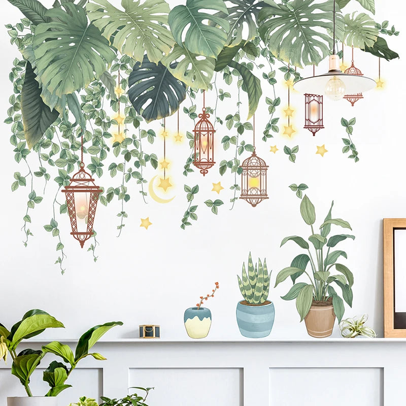Green Tropical Leaves Wall Stickers