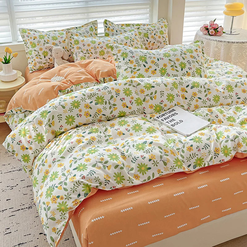 4-Piece Cotton Bedding Set – Fresh Girly Style Comforter Set