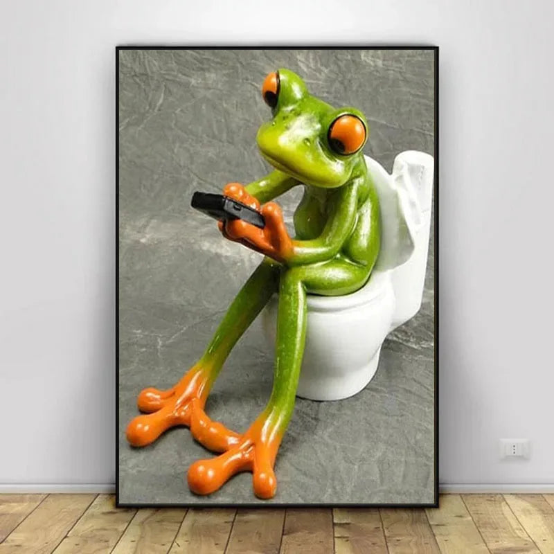 Nordic Animal Canvas – Dog, Elephant & Frog Minimalist Wall Art