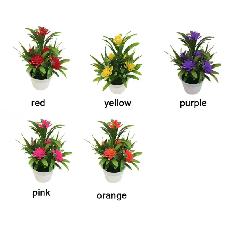 Artificial Flower Plant Pot – Fake Plastic Flowers for Home & Office Decor