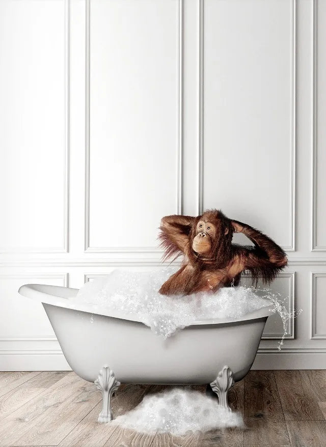 Animal Bath In Bathtub Poster Canvas
