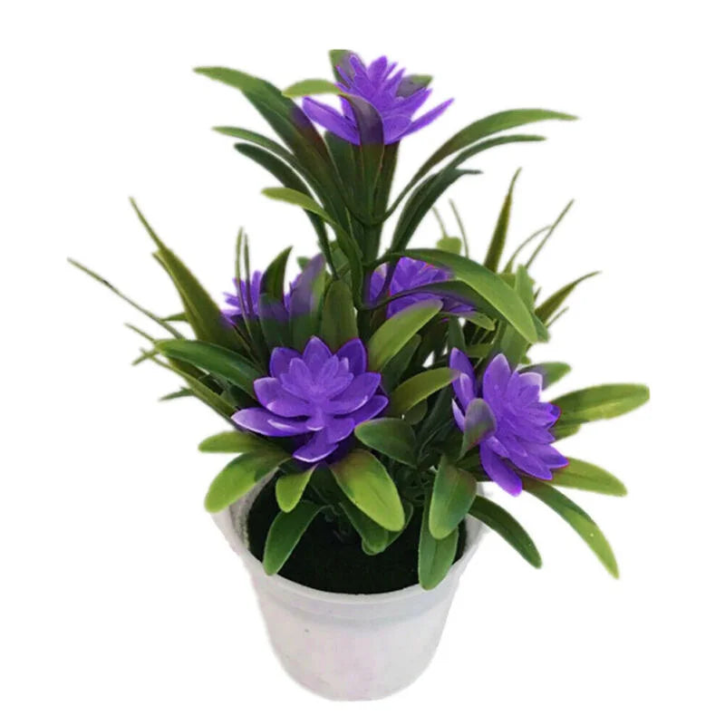 Artificial Flower Plant Pot – Fake Plastic Flowers for Home & Office Decor