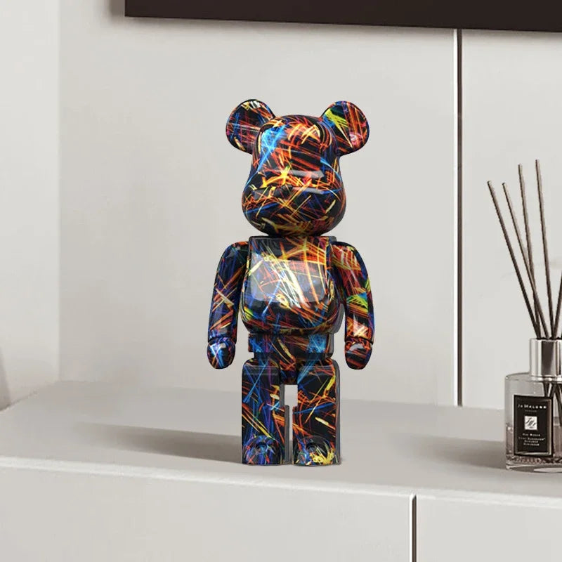 27cm Graffiti Bear Figurine – Abstract Home Decor & Money Jar