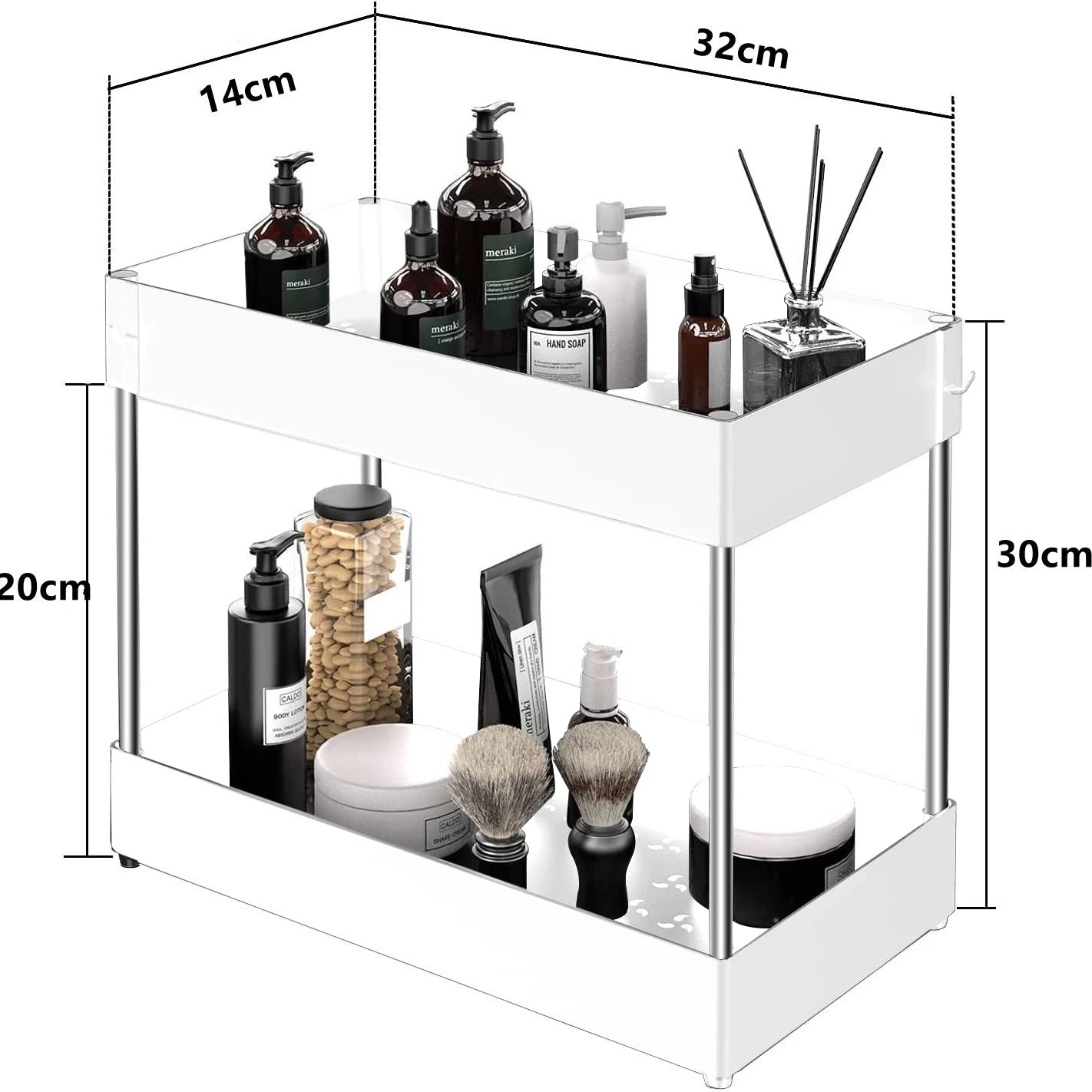 2-Tier Under Sink Sliding Organizer – Hanging Cabinet Storage Rack