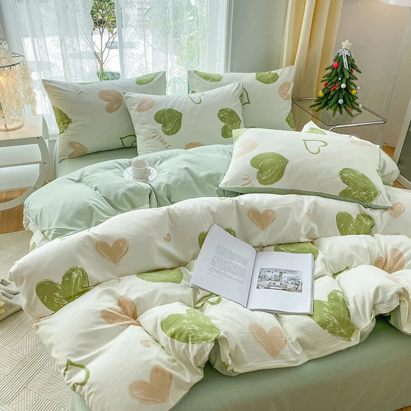 3-Piece Plant Print Duvet Set – Duvet Cover with Pillowcases