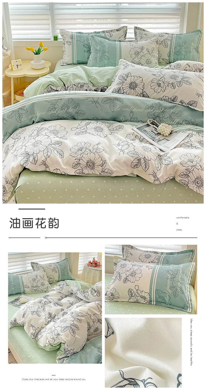 4-Piece Cotton Bedding Set – Fresh Girly Style Comforter Set