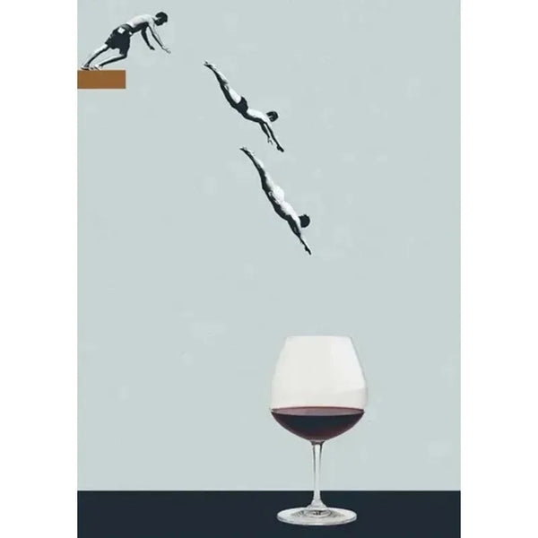 Nordic Beach Canvas – Minimalist Swim & Wine Wall Art Print