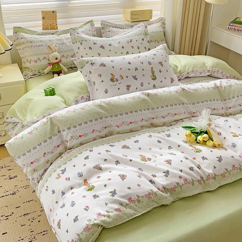4-Piece Cotton Bedding Set – Fresh Girly Style Comforter Set