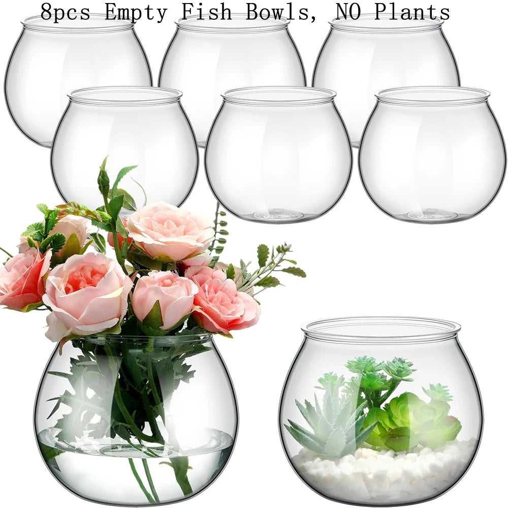 Clear Plastic Fish Bowl – Heavy-Duty Round Centerpiece Vase