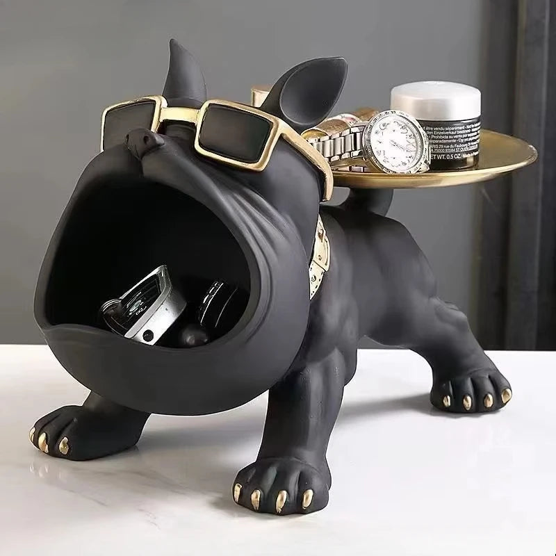 30cm Bulldog Figurine – Resin Dog Statue & Storage Box Ornament