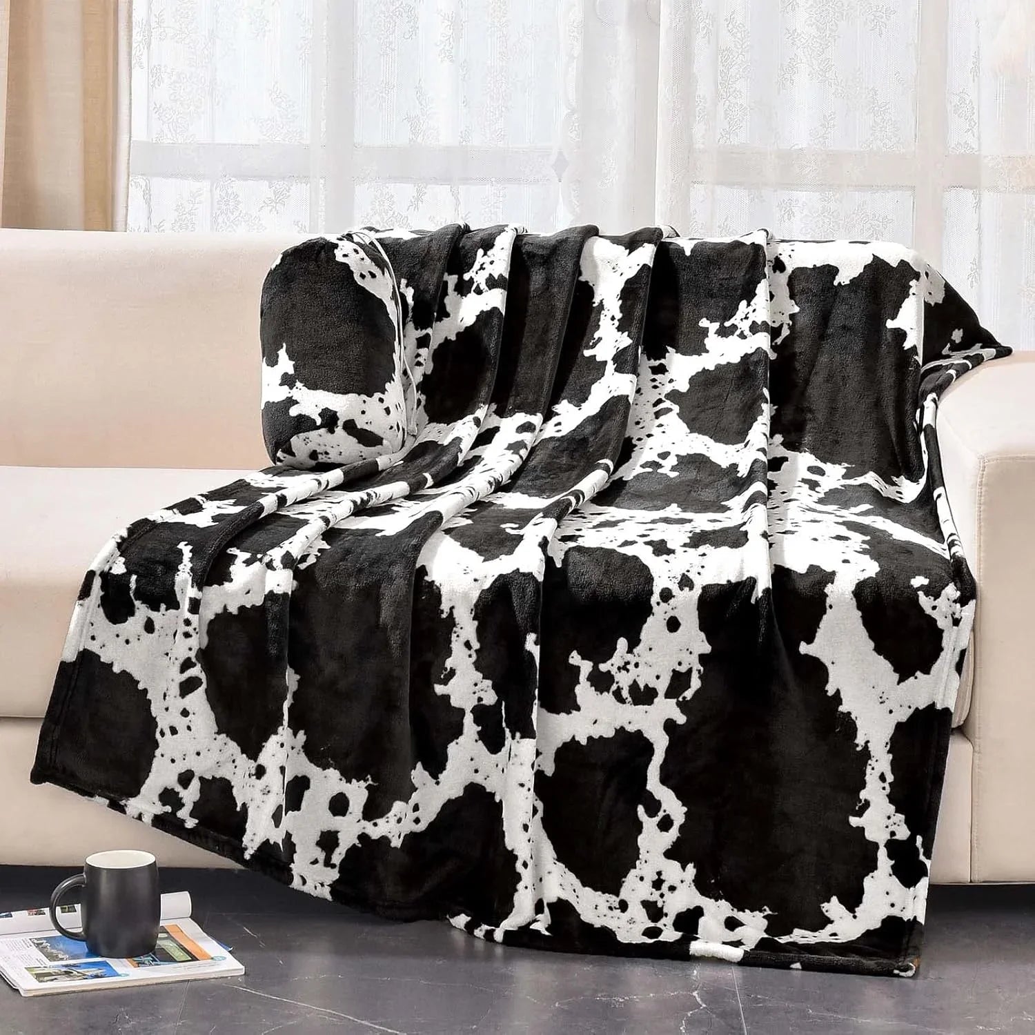 VIKAMA Leopard Print Flannel Blanket – Plush Wool Throw