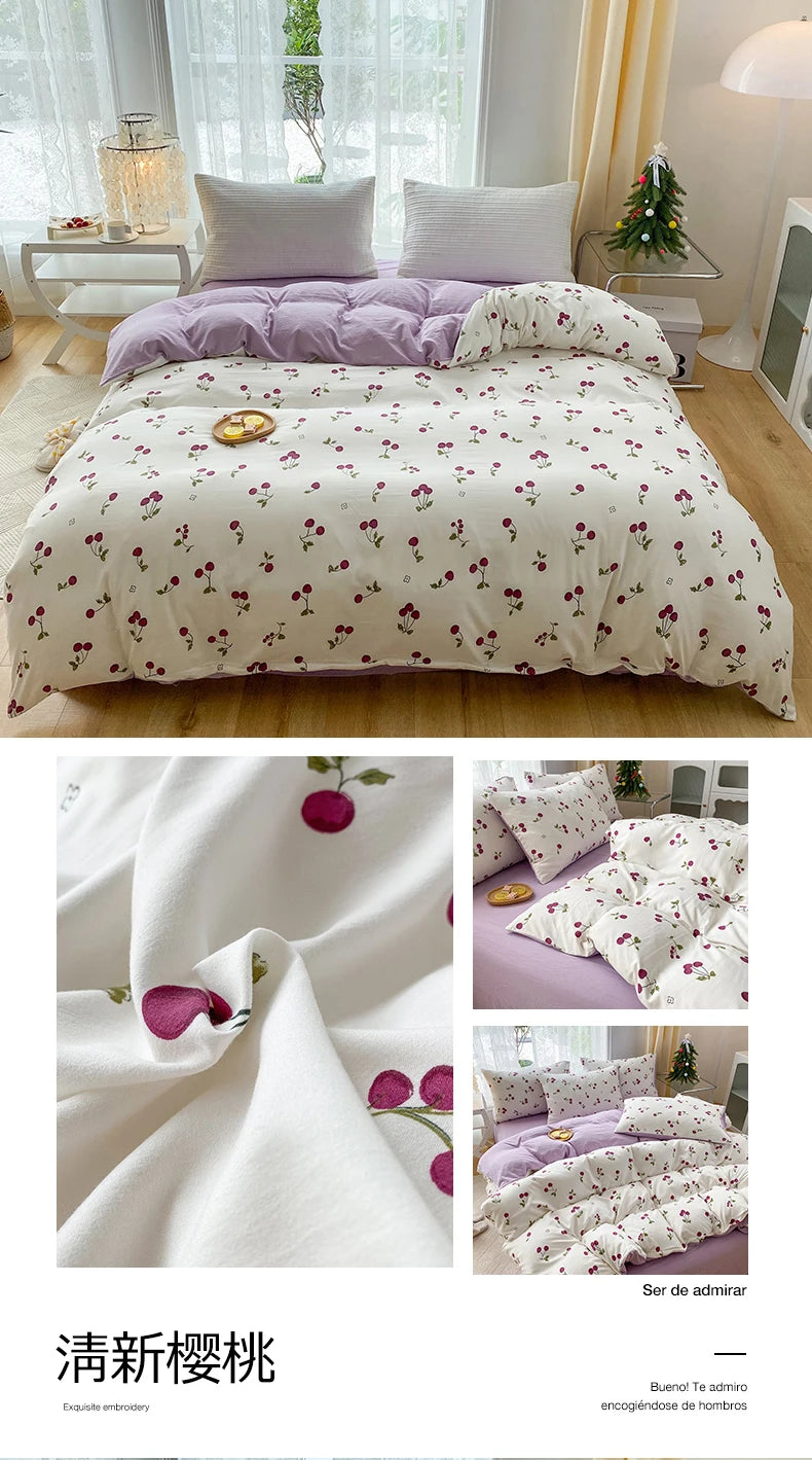 3-Piece Plant Print Duvet Set – Duvet Cover with Pillowcases