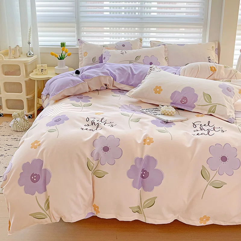 4-Piece Cotton Bedding Set – Fresh Girly Style Comforter Set