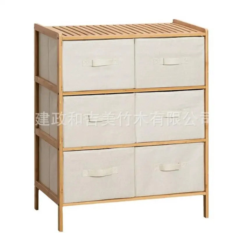 Quilt Storage Shelf with 6 Baskets – Multifunctional Wooden Organizer