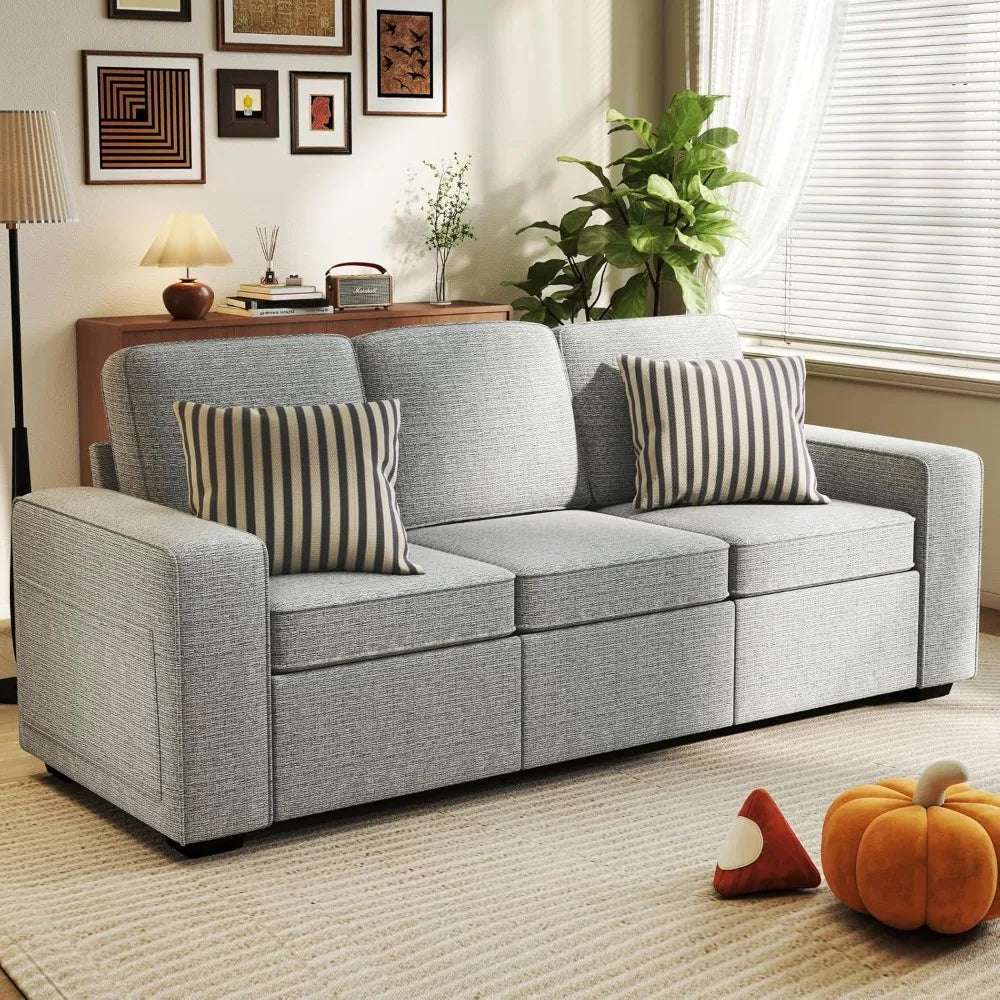80" Modern 3-Seater Chenille Sofa
