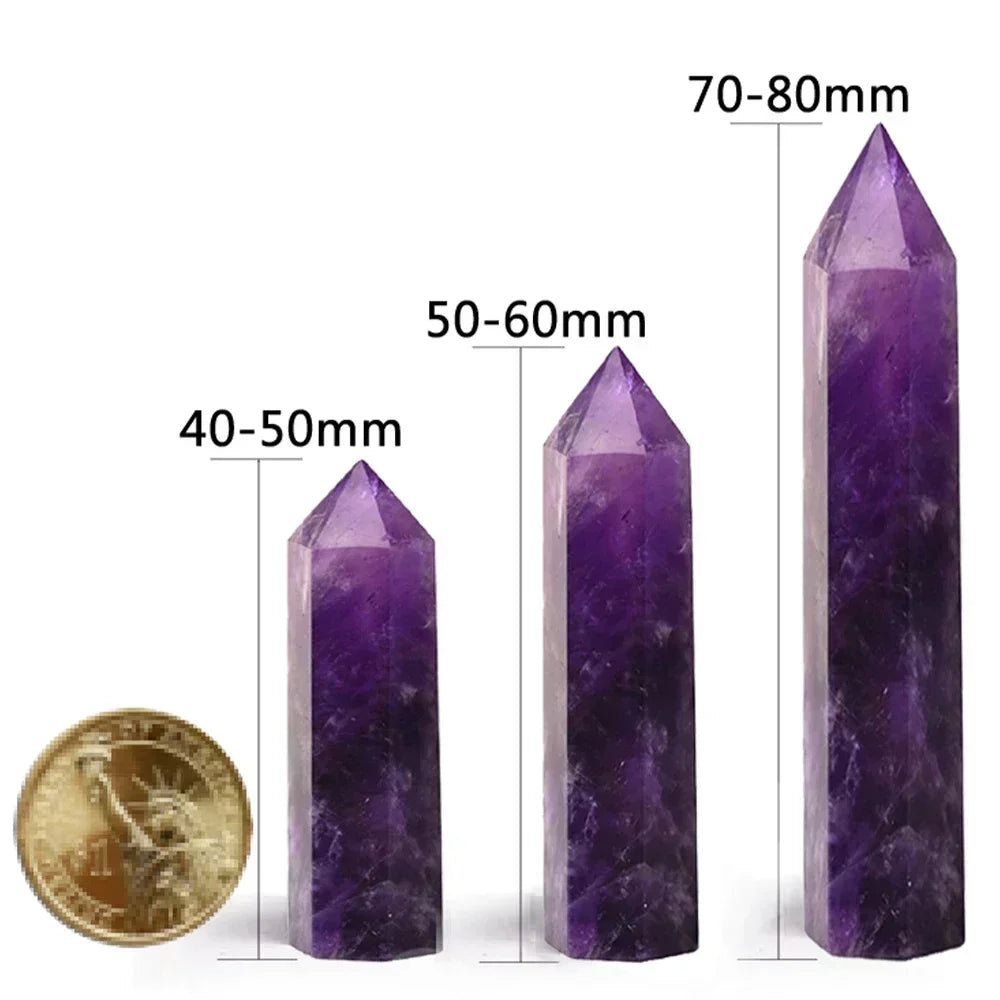 Natural Crystal Point Wands – Rose Quartz & Amethyst Mineral Decor