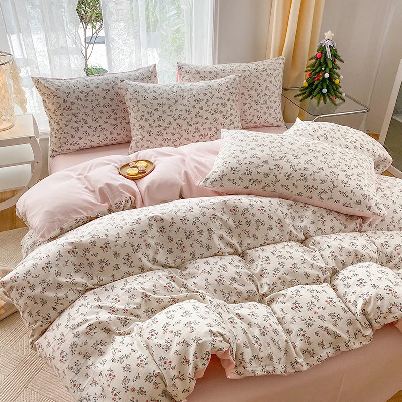 3-Piece Plant Print Duvet Set – Duvet Cover with Pillowcases