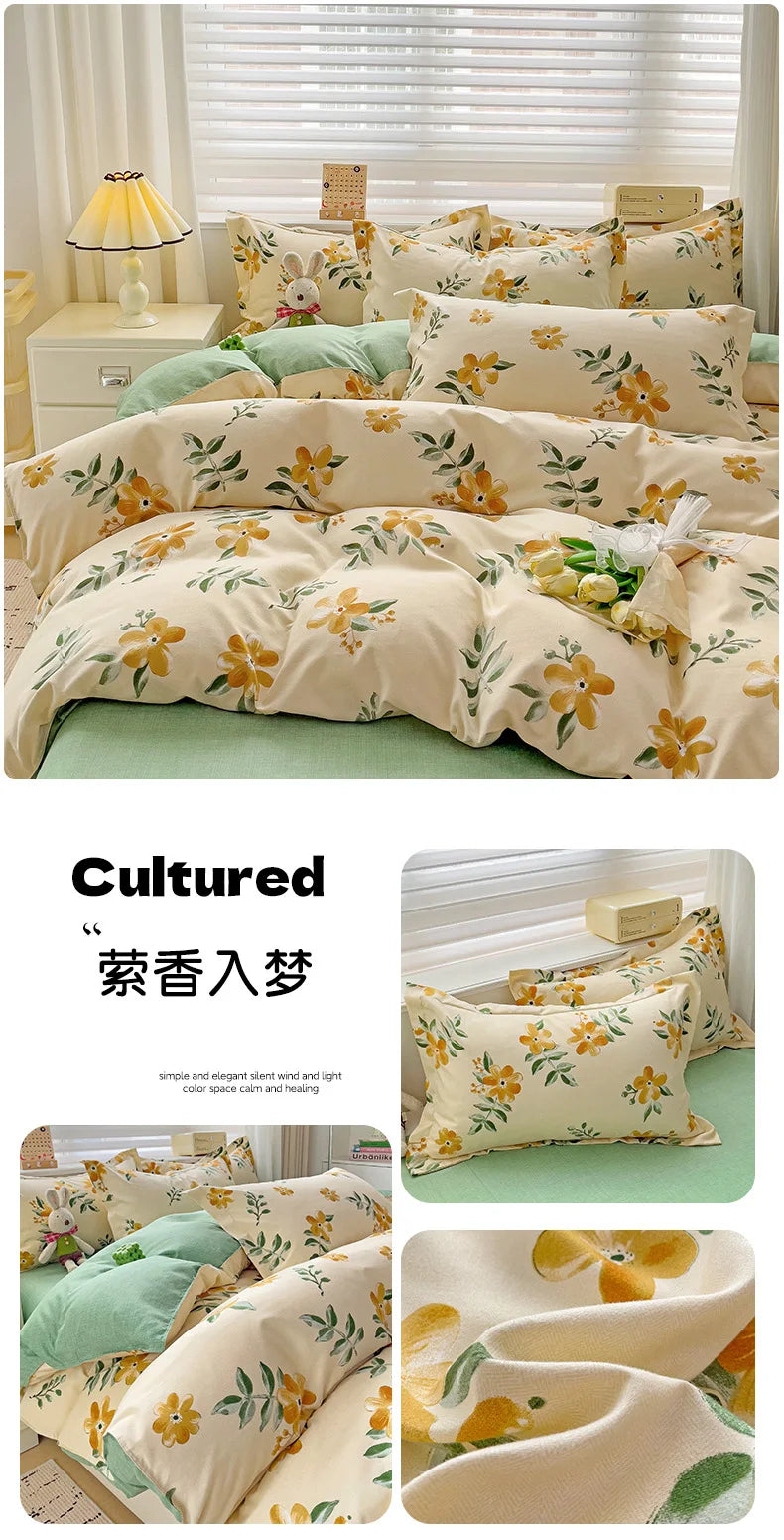 4-Piece Cotton Bedding Set – Fresh Girly Style Comforter Set