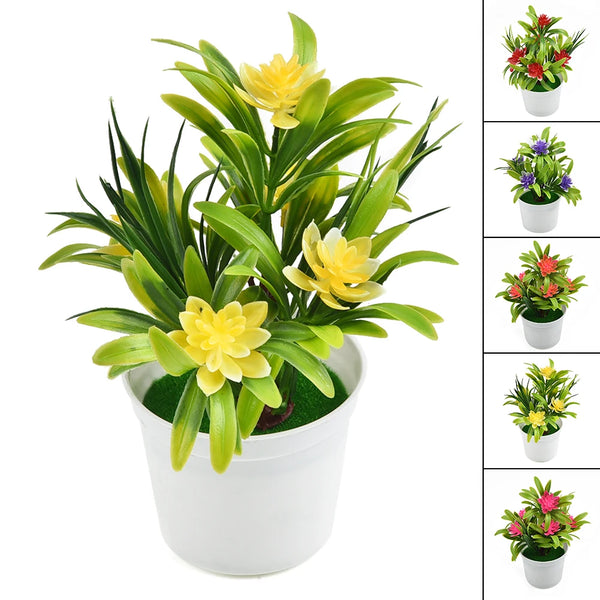 Artificial Flower Plant Pot – Fake Plastic Flowers for Home & Office Decor
