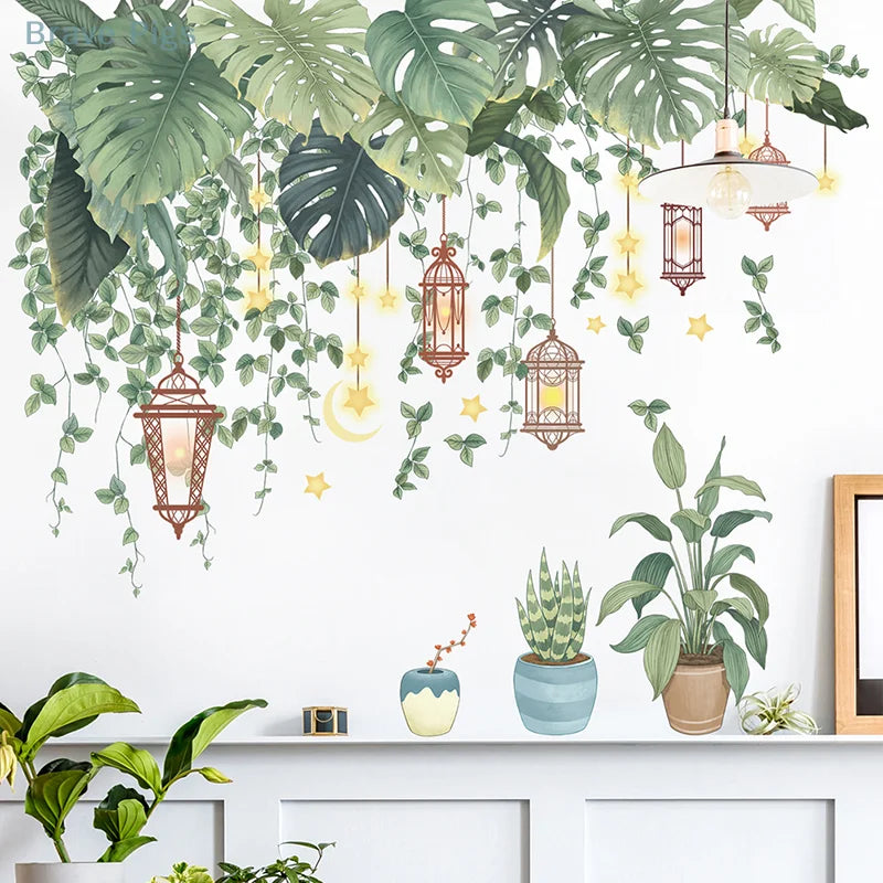 Green Tropical Leaves Wall Stickers