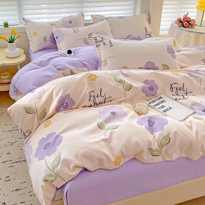 4-Piece Cotton Bedding Set – Fresh Girly Style Comforter Set