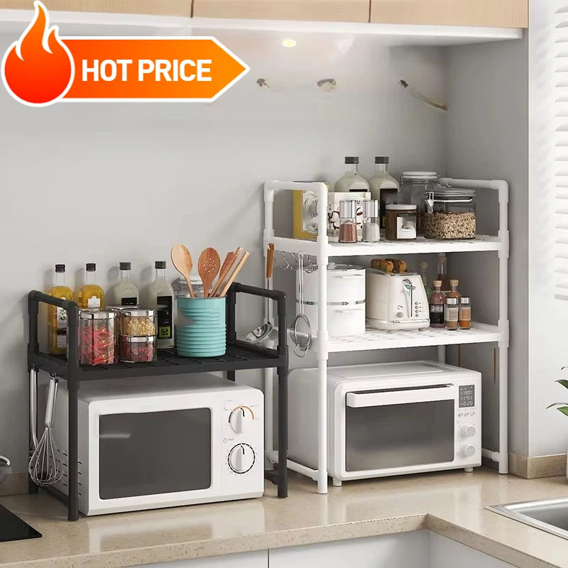 Multi-Layer Kitchen Storage Rack – Condiment & Microwave Organizer