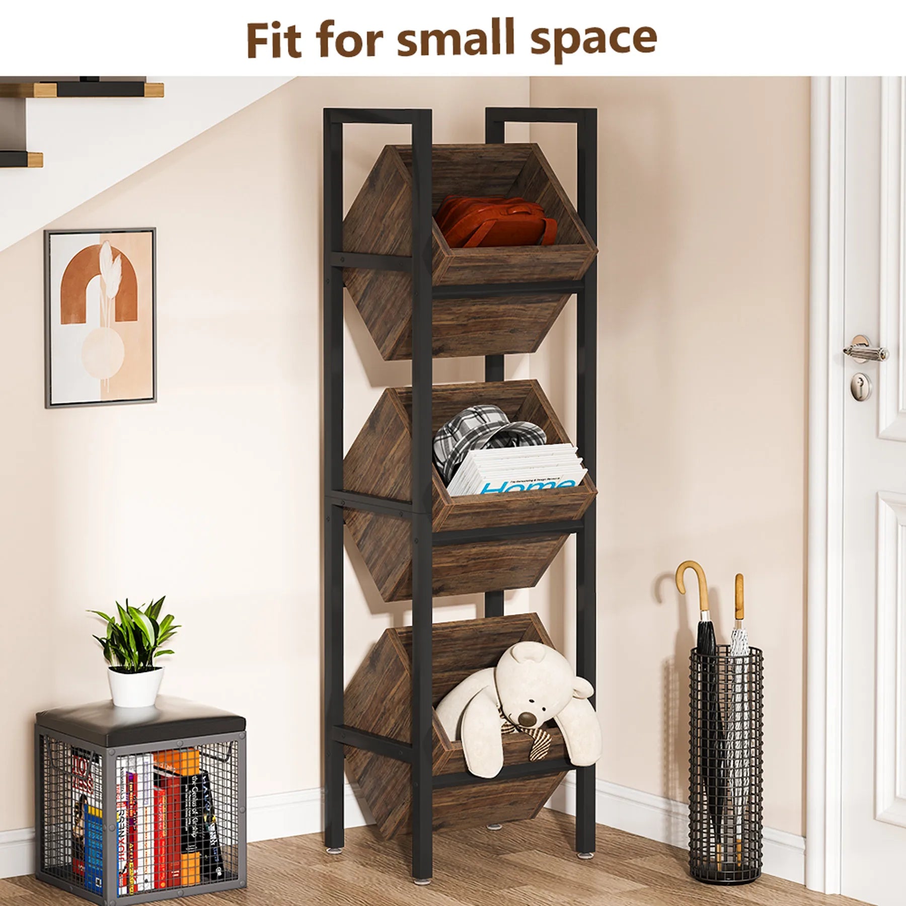 Tribesigns Wine Rack Freestanding Floor, 3 Tier Wooden Wine Storage Stand, Wobble-Free Wine Holder Display Shelf