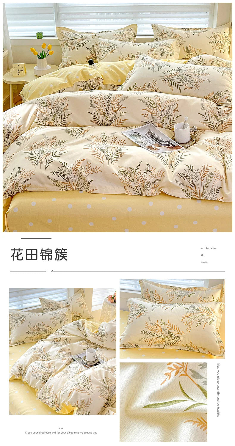 4-Piece Cotton Bedding Set – Fresh Girly Style Comforter Set