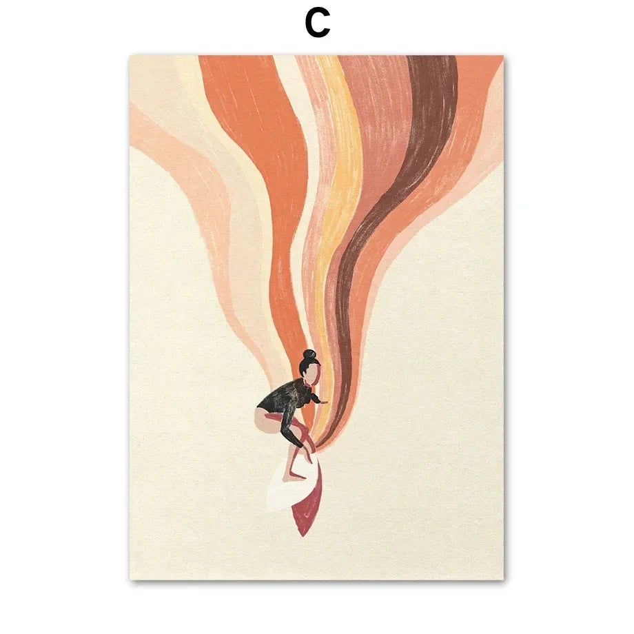 Beach Boho Canvas – Minimalist Surf & Sun Wall Art Print